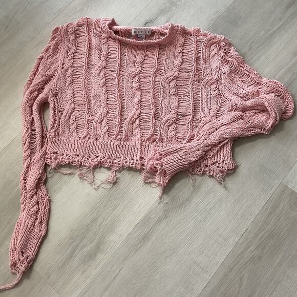 HYFVE Pink Crochet Womens Size M Summer Boho Crop Tank Top - Picture 1 of 7